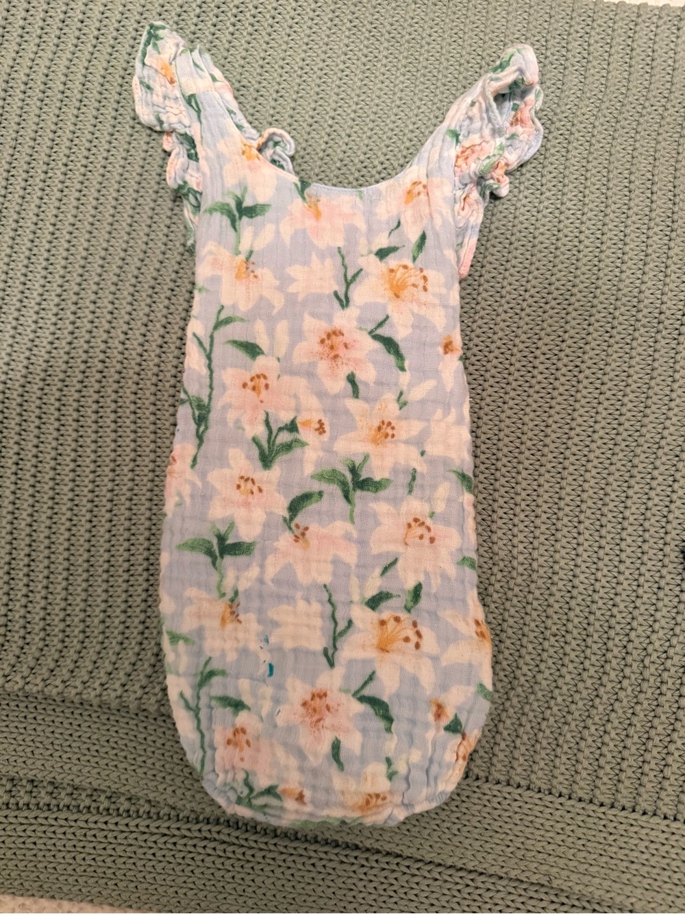 Angel Dear Floral Baby Bodysuit Pink & Green 12-18M
